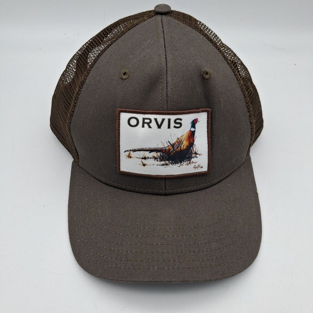 Orvis Dark Olive Pheasant Graphic Hannah Griffin Snap Back Mesh Trucker Hat